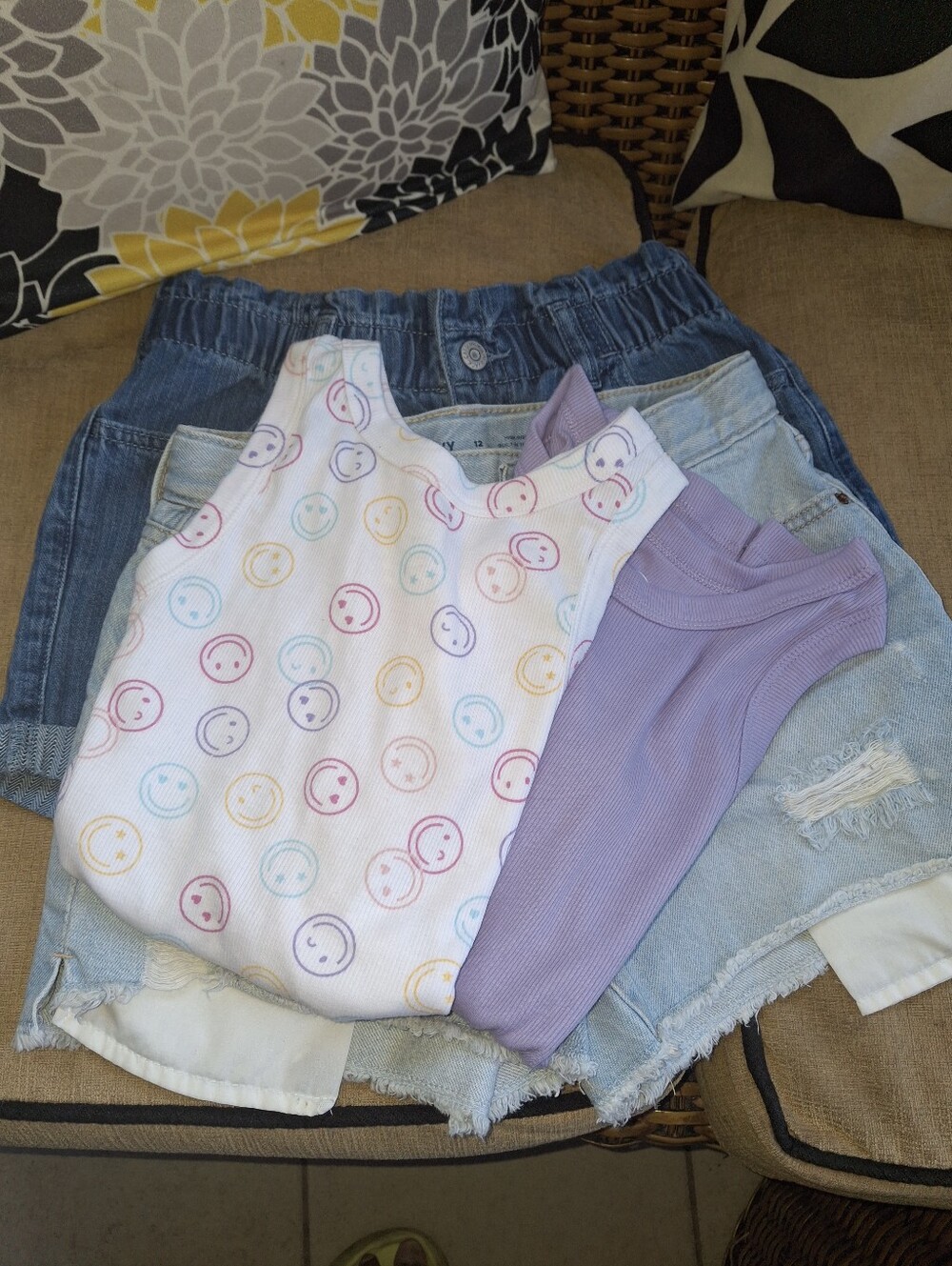 Girls Purple & Multi Smiley Tank and Shorts Set Old Navy Cat & Jack Size 12